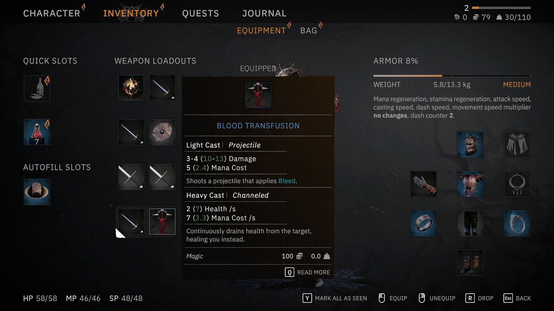 Equip it on the Inventory screen to be able to use the spell (Image via Awaken Realms)